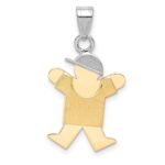 14k Two-tone The Kids Small Boy with Hat on Right Engravable Joy Charm