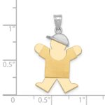 14k Two-tone The Kids Medium Boy with Hat on Right Engravable Joy Charm - Image 2