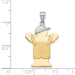 14k Two-tone The Kids Medium Boy in Overalls with Hat on Left Engravable Love Charm - Image 3