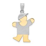 14k Two-tone The Kids Medium Boy with Hat on Left Engravable Kiss Charm