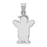 14k White Gold The Kids Small Boy in Overalls with Hat on Left AA Diamond Love Charm - Image 4