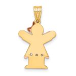 14k Two-tone The Kids Small Girl with Ruffles and Bow on Right AA Diamond Love Pendant - Image 4