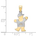 14k Two-tone The Kids Small Boy with Hat on Left AA Diamond Kiss Pendant - Image 3