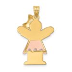 14k Two-tone The Kids Medium Girl with Ruffles and Bow on Right AA Diamond Love Pendant - Image 4