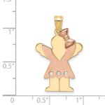14k Two-tone The Kids Medium Girl with Ruffles and Bow on Right AA Diamond Love Pendant - Image 3