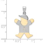 14k Two-tone The Kids Medium Boy with Hat on Right AA Diamond Joy Pendant - Image 3