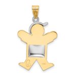 14k Two-tone The Kids Medium Puffed Boy with Hat on Right Engravable Joy Charm - Image 4