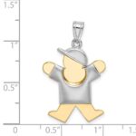 14k Two-tone The Kids Medium Puffed Boy with Hat on Right Engravable Joy Charm - Image 3