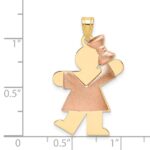 14k Two-tone The Kids Medium Puffed Girl with Bow on Right Engravable Kiss Charm - Image 3