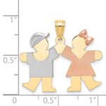 14k Tri-color The Kids Small Boy on Left and Girl on Right Engravable Kiss Charm - Image 3