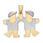 14k Two-tone The Kids Small Double Boys Engravable Kiss Charm