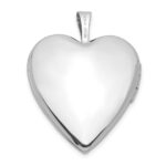 14K White Gold Polished Plain 20mm Heart Locket - Image 3