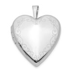 14K White Gold Floral Vine Border 20mm Heart Locket