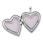 14K White Gold Pink and Green Enamel Rose I LOVE YOU Script 20mm Heart Locket - Image 4