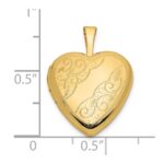 14k Leaf and Scroll 16mm Heart Locket - Image 3