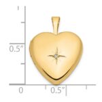 14k Polished .01 carat Diamond Star 16mm Heart Locket - Image 3