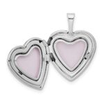 14k White Gold .01 carat Diamond Star 16mm Heart Locket - Image 5