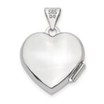 14k White Gold Brushed Diamond Star 15mm Heart Locket - Image 4