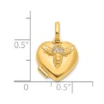 14K Polished CZ Bee 12mm Heart Locket - Image 5