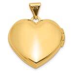 14K Polished White Agate MOM Script 18mm Heart Locket - Image 3