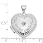 14K White Gold Diamond Star FOREVER MY FRIEND ALWAYS MY MOM 18mm Heart Locket - Image 2