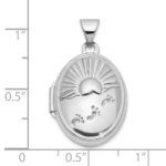 14k White Gold Footprints Reversible 19x15mm Oval Locket - Image 3