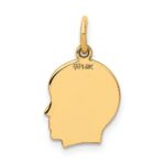 14k Plain Small .013 Gauge Facing Right Engravable Boy Head Charm - Image 4