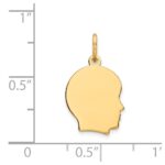 14k Plain Small .035 Gauge Facing Right Engravable Boy Head Charm - Image 3