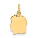 14k Plain Small .018 Gauge Facing Right Engravable Girl Head Charm - Image 4