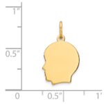 14k Plain Small .018 Gauge Facing Left Engravable Boy Head Charm - Image 2