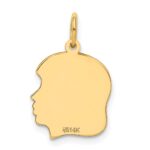 14k Plain Medium .027 Gauge Facing Right Engravable Girl Head Charm - Image 3