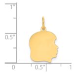 14k Plain Medium .011 Gauge Facing Right Engravable Girl Head Charm - Image 2
