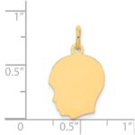 14k Plain Medium .035 Gauge Facing Left Engravable Boy Head Charm - Image 2
