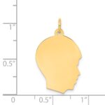 14k Plain Medium .035 Gauge Facing Right Engravable Boy Head Charm - Image 2