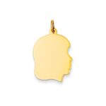 14k Plain Medium .027 Gauge Facing Right Engravable Girl Head Charm