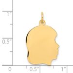 14k Plain Medium .027 Gauge Facing Right Engravable Girl Head Charm - Image 2