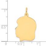 14k Plain Medium .009 Gauge Facing Left Engravable Girl Head Charm - Image 2