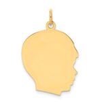 14k Plain Large .011 Gauge Facing Right Engravable Boy Head Charm
