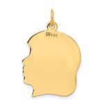 14k Plain Large .035 Gauge Facing Right Engravable Girl Head Charm - Image 3