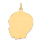 14k Plain Large .027 Gauge Facing Left Engravable Boy Head Charm