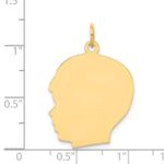 14k Plain Large .009 Gauge Facing Left Engravable Boy Head Charm - Image 2