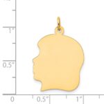 14k Plain Large .013 Gauge Facing Left Engravable Girl Head Charm - Image 2