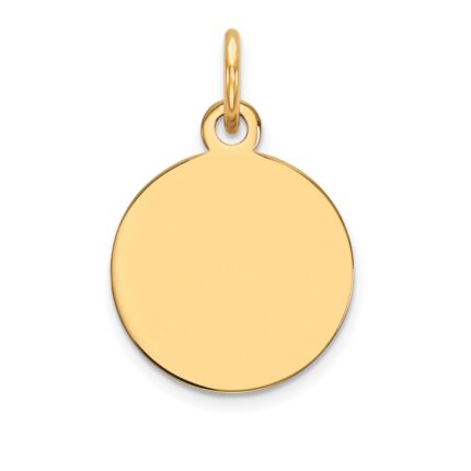 14k Plain .013 Gauge Round Engravable 12mm Disc Charm