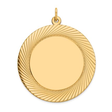 14k Etched Design Edge .018 Gauge Round Engravable 33mm Disc Charm