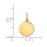14k .009 Gauge Engravable Round Scalloped 12x10mm Disc Charm - Image 2