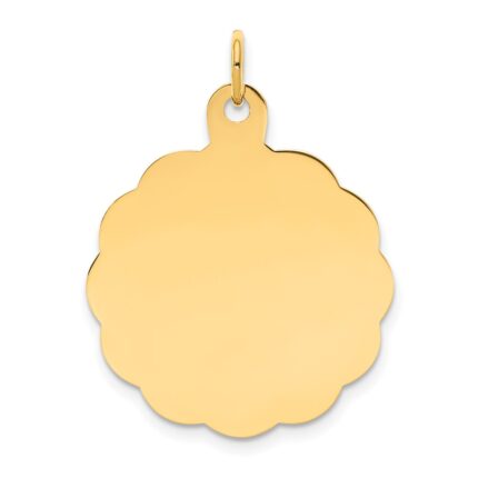 14k .027 Gauge Engravable Round Scalloped 26x23mm Disc Charm
