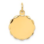 14k Etched Edge .027 Gauge Engravable Round Scalloped 18x15mm Disc Charm