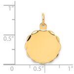 14k Etched Edge .035 Gauge Engravable Round Scalloped 18x15mm Disc Charm - Image 3
