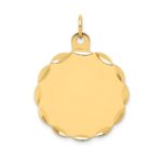 14k Etched Edge .018 Gauge Engravable Round Scalloped 22x19mm Disc Charm
