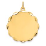 14k Etched Edge .018 Gauge Engravable Round Scalloped 28x26mm Disc Charm